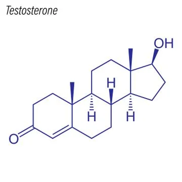 Vector Skeletal formula of Testosterone. Drug chemical molecule. Stock Illustration