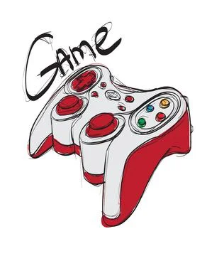 Vector sketch. Advance game controller or gamepad flat vector icon for gaming Stock Illustration