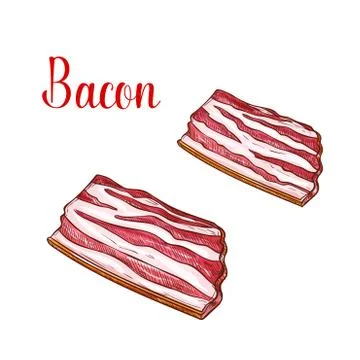Vector sketch bacon fresh butchery meat icon Stock Illustration