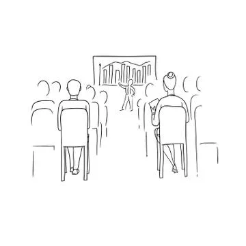 Vector sketch black contour isolated illustration of business people. Women and Stock Illustration