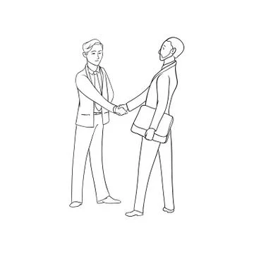 Vector sketch black contour isolated illustration of business people Stock Illustration