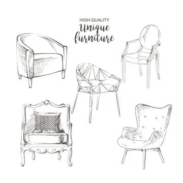 Vector sketch chairs Illustrazione stock