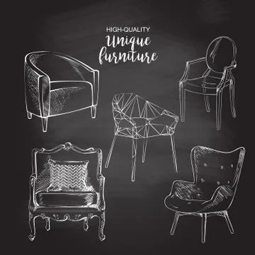 Vector sketch chairs Illustrazione stock