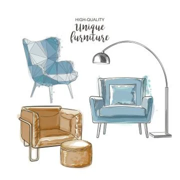 Vector sketch chairs Illustrazione stock
