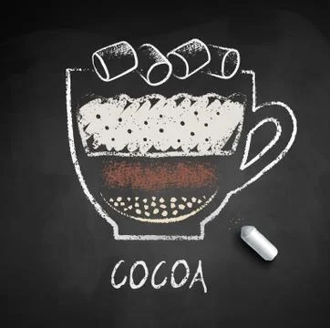 Vector sketch of Cocoa with marshmallows Stock Illustration