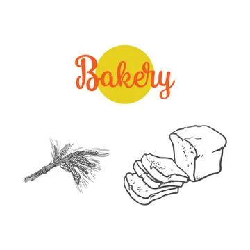 Vector sketch dark brown sliced bread isolated Illustrazione stock