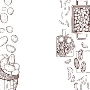 Vector sketch dishes from potatoes. Stock Illustration
