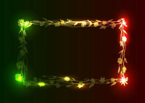 Vector sketch flower frame with lights effects Stock Illustration