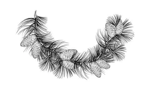 Vector sketch the frames in black and white backgrounds. Christmas illustration Illustrazione stock