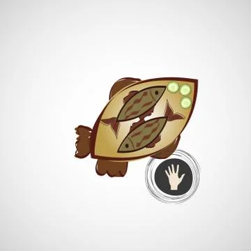 Vector sketch of fried fish on a plate Stock Illustration