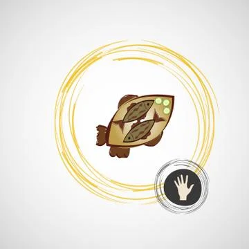 Vector sketch of fried fish on a plate Stock Illustration