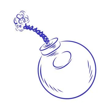 Vector sketch hand drawn, bomb, blue and line Illustration