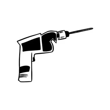 Vector sketch hand drawn drill silhouette ,doodle art Stock Illustration