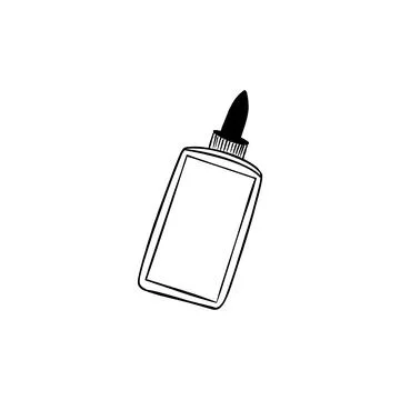 Vector sketch hand drawn glue silhouette, doodle art with black lines Stock Illustration