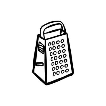 Vector sketch hand drawn grater silhouette, line art black lines Stock Illustration