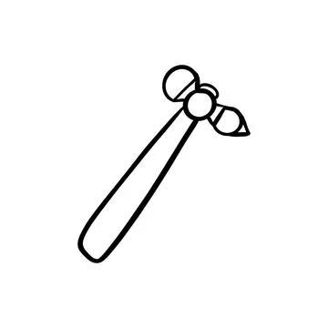 Vector sketch hand drawn hammer silhouette, line art with black lines Stock Illustration