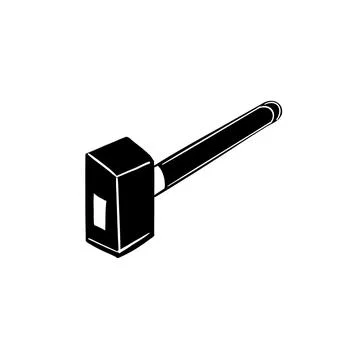 Vector sketch hand drawn hammer silhouette, line art Stock Illustration