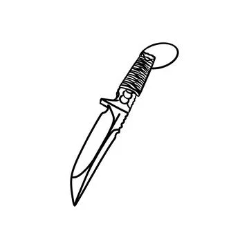 Vector sketch hand drawn knife silhouette, line art Stock Illustration