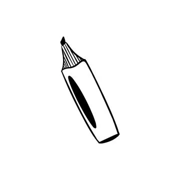 Vector sketch hand drawn marker , doodle art with black lines Stock Illustration
