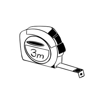 Vector sketch hand drawn measuring tape silhouette, doodle art Stock Illustration