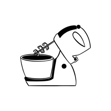 Vector sketch hand drawn mixer silhouette, line art Stock Illustration