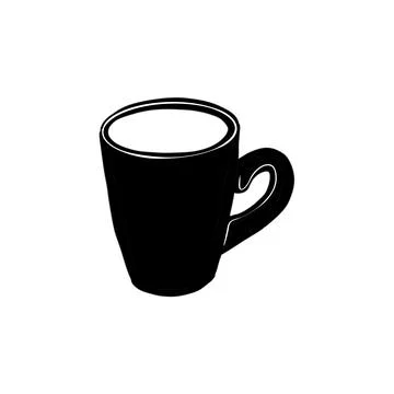 Vector sketch hand drawn mug silhouette, line art black lines Illustrazione stock