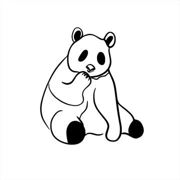 Vector sketch hand drawn panda silhouette Stock Illustration