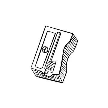 Vector sketch hand drawn pencil sharpener, doodle art with black lines Stock Illustration