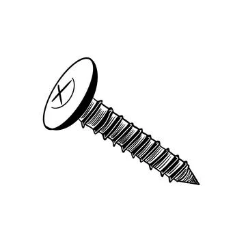 Vector sketch hand drawn screw silhouette, line art Stock Illustration