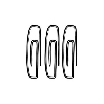 Vector sketch hand drawn silhouette of three paper clips, doodle art Stock Illustration