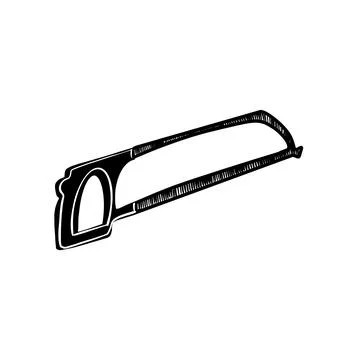 Vector sketch hand drawn silhouette of a hacksaw ,doodle art Stock Illustration