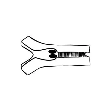 Vector sketch hand drawn silhouette of a zipper for clothes, line art Stock Illustration