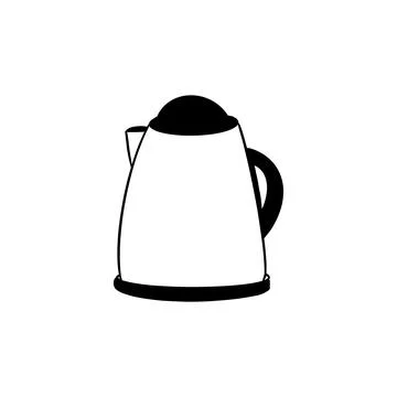 Vector sketch hand drawn silhouette of an electric kettle, line art Stock Illustration