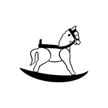 Vector sketch hand drawn silhouette of childrens toy horse Stock Illustration