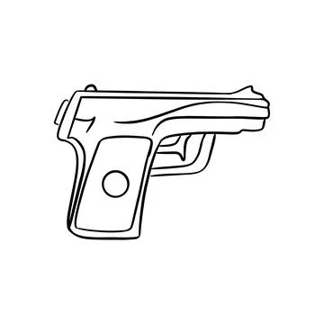 Vector sketch hand drawn silhouette of a child toy pistol Stock Illustration