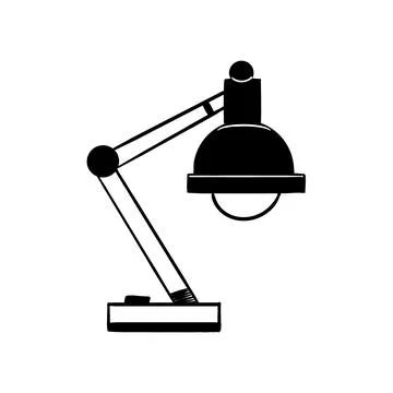 Vector sketch hand drawn table lamp silhouette, line art Stock Illustration