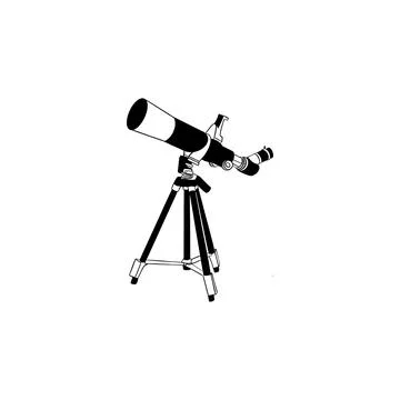 Vector sketch hand drawn telescope silhouette, line art Stock Illustration