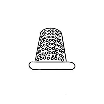 Vector sketch hand drawn thimble silhouette, line art Stock Illustration