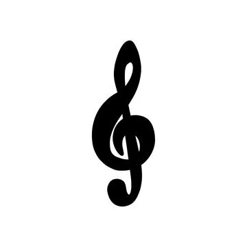 Vector sketch hand drawn treble clef silhouette, line art Stock Illustration