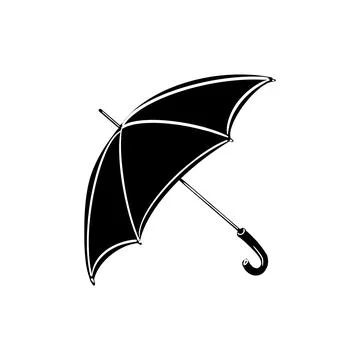 Vector sketch hand drawn umbrella silhouette, line art Stock Illustration