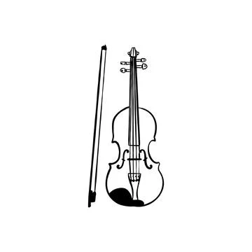 Vector sketch hand drawn violin silhouette, line art Illustrazione stock