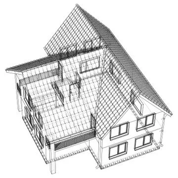 Vector sketch house on the white background. EPS 10. Vector created of 3d. Stock Illustration