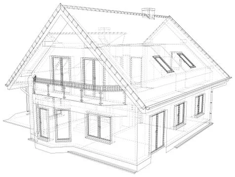 Vector sketch house on the white background. EPS 10 Illustrazione stock