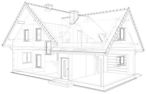 Vector sketch house on the white background. EPS 10 库存插图