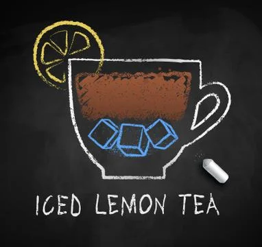 Vector sketch of Iced Lemon Black Tea Stock Illustration
