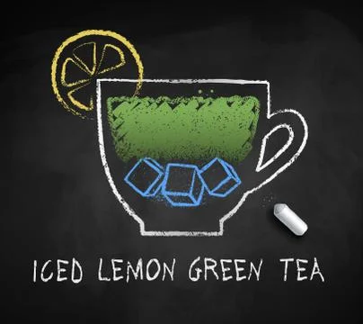 Vector sketch of Iced Lemon Green Tea Stock Illustration