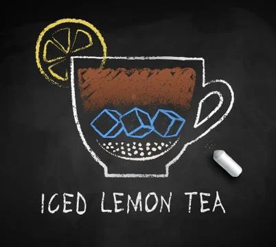 Vector sketch of Iced Lemon Tea Stock Illustration