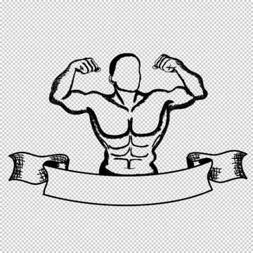 Vector sketch, the icon of bodybuilding. Ilustração Stock