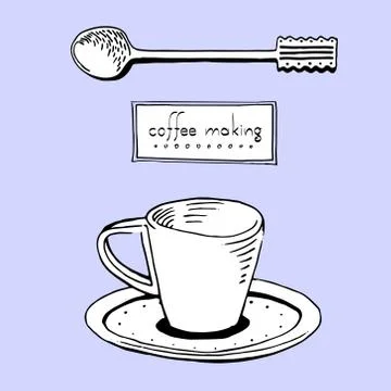 Vector sketch illustration cup of coffee Stock Illustration
