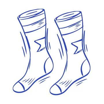 Vector sketch illustration of a pair of striped blue socks Stock Illustration